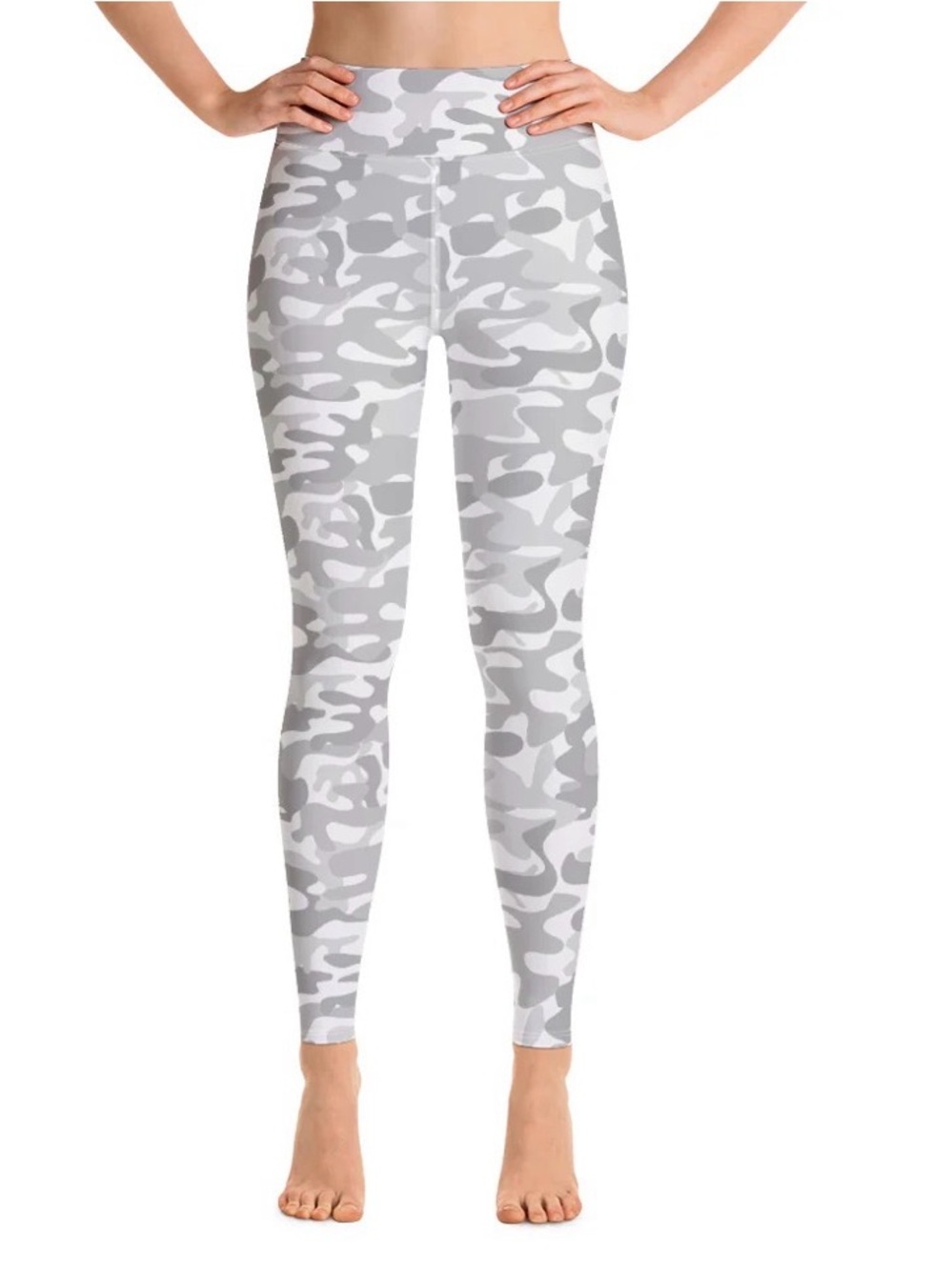 High-Waist Grey Camo Women's Leggings Size Medium